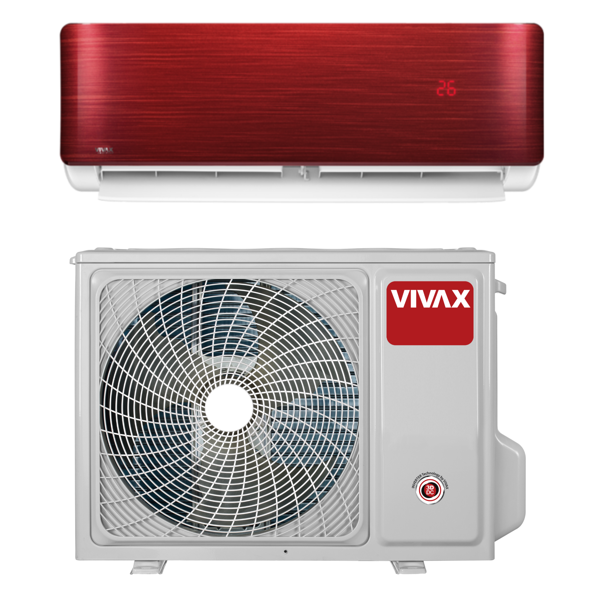 Condizionatore vivax 12000 btu acp12ch35aeri + acp12ch35aeri gas r32 split rosso classe a+++