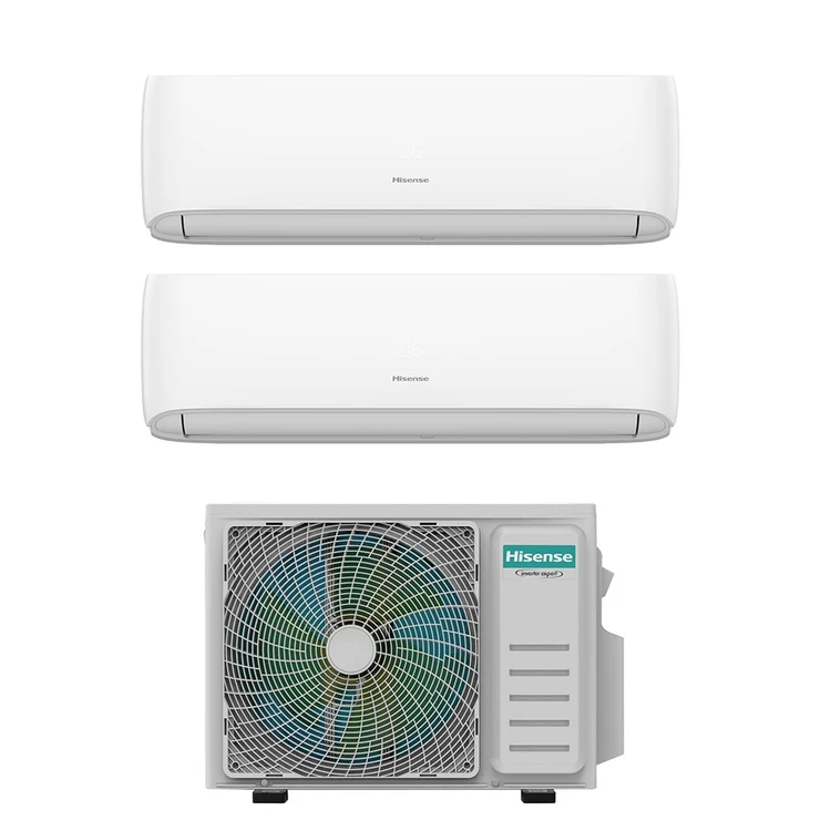 Condizionatore hisense dualsplit ecosense 9000 btu + 12000 btu 2amw42u4rgc + kf25mr01g + kf35xr01g r32 classe a+++